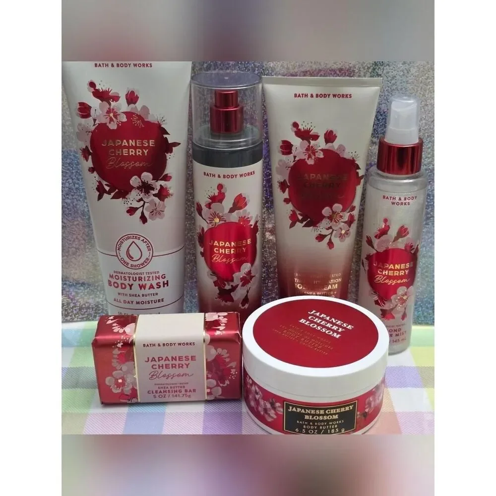 Bath & Body Works Japanese Cherry Blossom 6 Piece Hydrating Body Care Set NEW